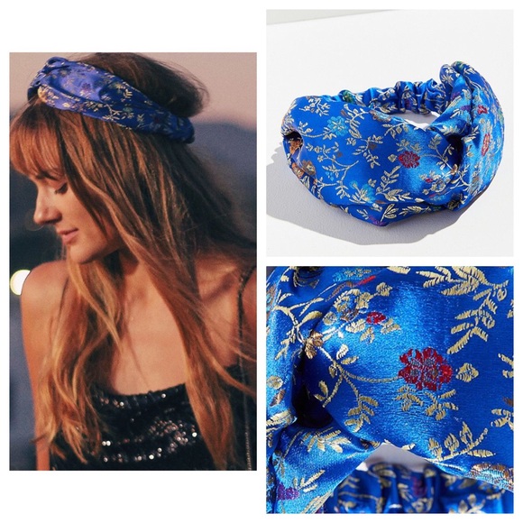 Urban Outfitters Accessories - NWT UO Embroidered Sapphire Silk Brocade Headband
